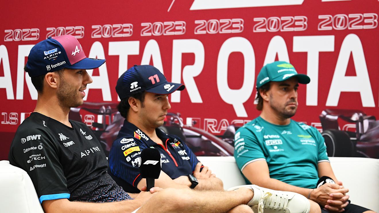 LUSAIL CITY, QATAR - OCTOBER 05: Pierre Gasly of France and Alpine F1 attends the Drivers Press Conference during previews ahead of the F1 Grand Prix of Qatar at Lusail International Circuit on October 05, 2023 in Lusail City, Qatar. (Photo by Clive Mason/Getty Images)