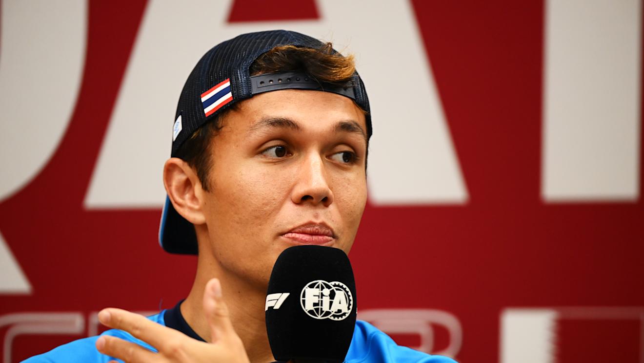 LUSAIL CITY, QATAR - OCTOBER 05: Alexander Albon of Thailand and Williams attends the Drivers Press Conference during previews ahead of the F1 Grand Prix of Qatar at Lusail International Circuit on October 05, 2023 in Lusail City, Qatar. (Photo by Clive Mason/Getty Images)