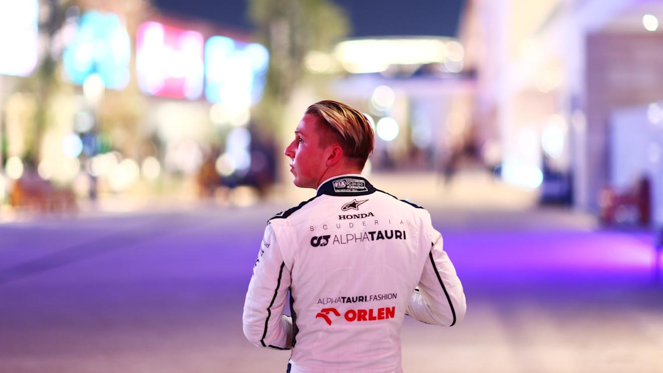 LUSAIL CITY, QATAR - OCTOBER 07: Liam Lawson of New Zealand and Scuderia AlphaTauri walks in the Paddock after retiring from the race during the Sprint ahead of the F1 Grand Prix of Qatar at Lusail International Circuit on October 07, 2023 in Lusail City, Qatar. (Photo by Dan Istitene - Formula 1/Formula 1 via Getty Images)
