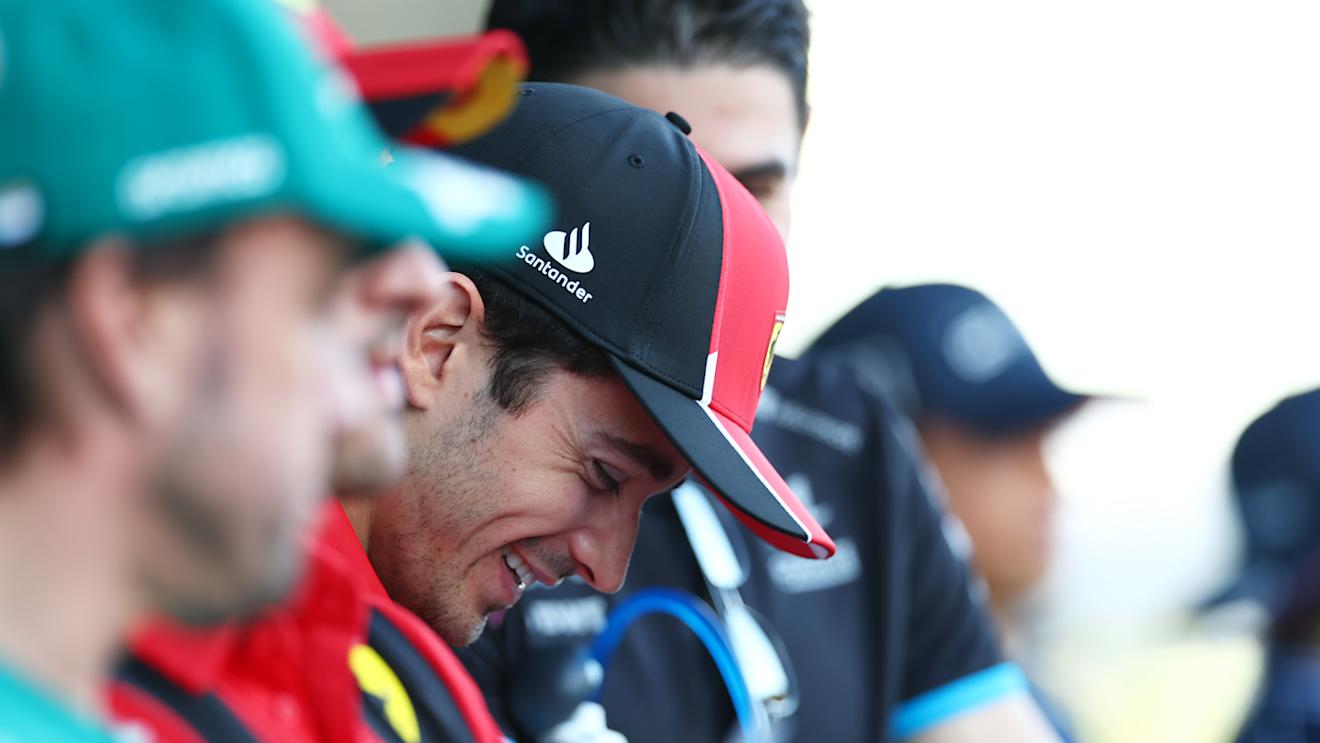 JEDDAH, SAUDI ARABIA - MARCH 19: Charles Leclerc of Monaco and Ferrari laughs on the drivers parade prior to the F1 Grand Prix of Saudi Arabia at Jeddah Corniche Circuit on March 19, 2023 in Jeddah, Saudi Arabia. (Photo by Dan Istitene - Formula 1/Formula 1 via Getty Images)