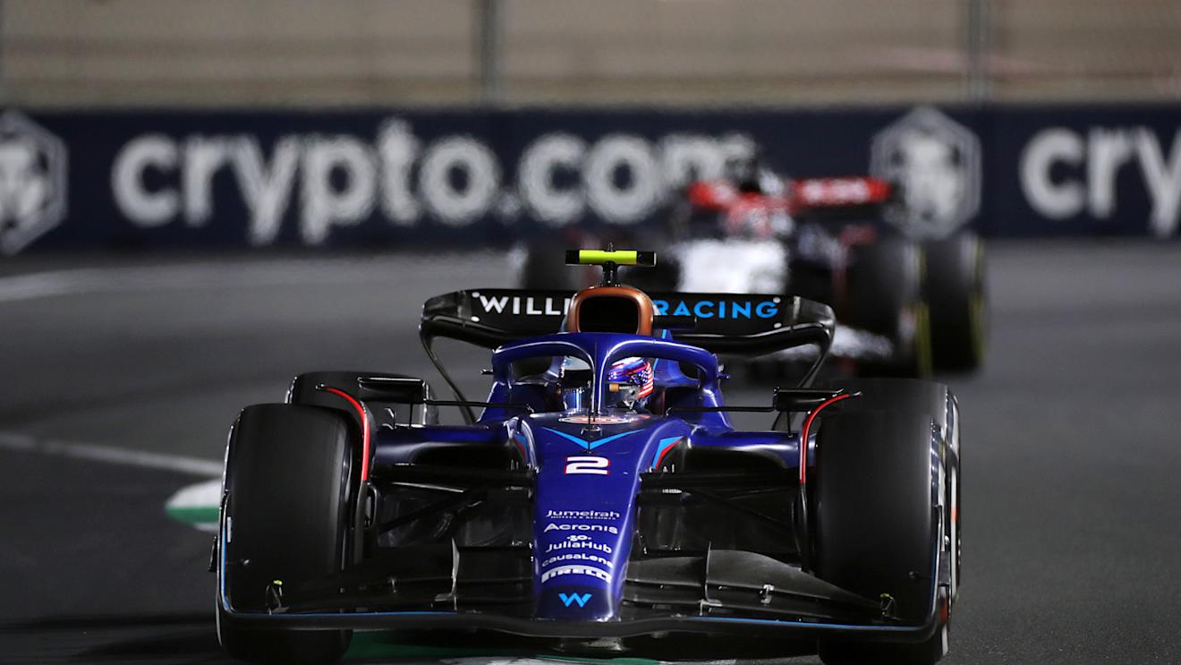 JEDDAH, SAUDI ARABIA - MARCH 19: Logan Sargeant of United States driving the (2) Williams FW45 Mercedes on track during the F1 Grand Prix of Saudi Arabia at Jeddah Corniche Circuit on March 19, 2023 in Jeddah, Saudi Arabia. (Photo by Peter Fox/Getty Images)