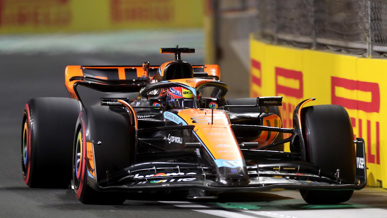JEDDAH, SAUDI ARABIA - MARCH 18: Oscar Piastri of Australia driving the (81) McLaren MCL60 Mercedes on track during qualifying ahead of the F1 Grand Prix of Saudi Arabia at Jeddah Corniche Circuit on March 18, 2023 in Jeddah, Saudi Arabia. (Photo by Peter Fox/Getty Images)