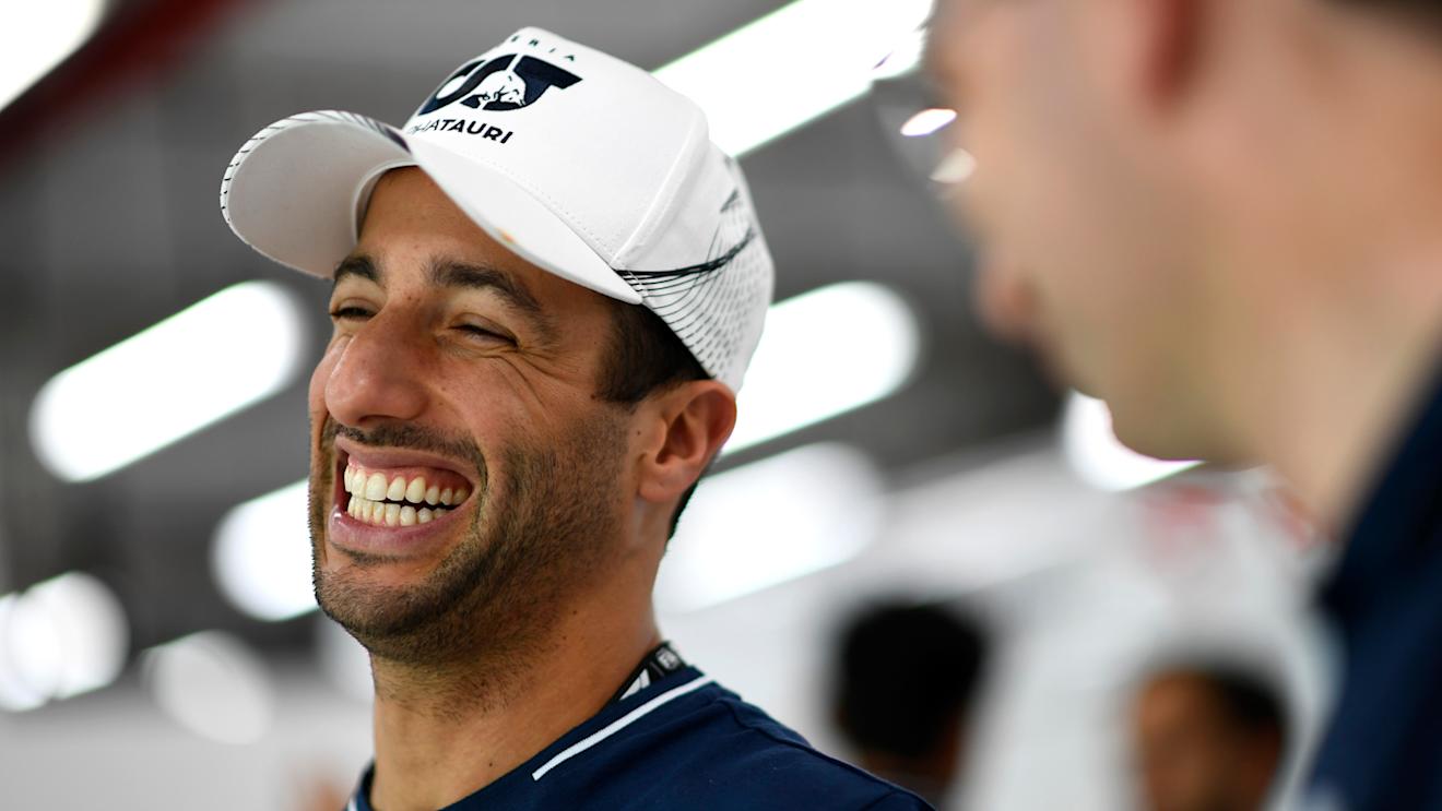SINGAPORE, SINGAPORE - SEPTEMBER 15: Daniel Ricciardo of Australia and Scuderia AlphaTauri looks on in the garage during practice ahead of the F1 Grand Prix of Singapore at Marina Bay Street Circuit on September 15, 2023 in Singapore, Singapore. (Photo by Rudy Carezzevoli/Getty Images)