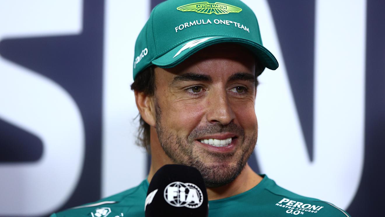 SINGAPORE, SINGAPORE - SEPTEMBER 14: Fernando Alonso of Spain and Aston Martin F1 Team attends the Drivers Press Conference during previews ahead of the F1 Grand Prix of Singapore at Marina Bay Street Circuit on September 14, 2023 in Singapore, Singapore. (Photo by Clive Rose/Getty Images)