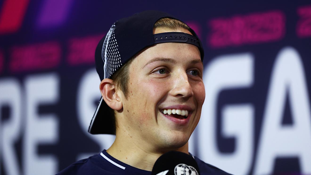 SINGAPORE, SINGAPORE - SEPTEMBER 14: Liam Lawson of New Zealand and Scuderia AlphaTauri attends the Drivers Press Conference during previews ahead of the F1 Grand Prix of Singapore at Marina Bay Street Circuit on September 14, 2023 in Singapore, Singapore. (Photo by Clive Rose/Getty Images)