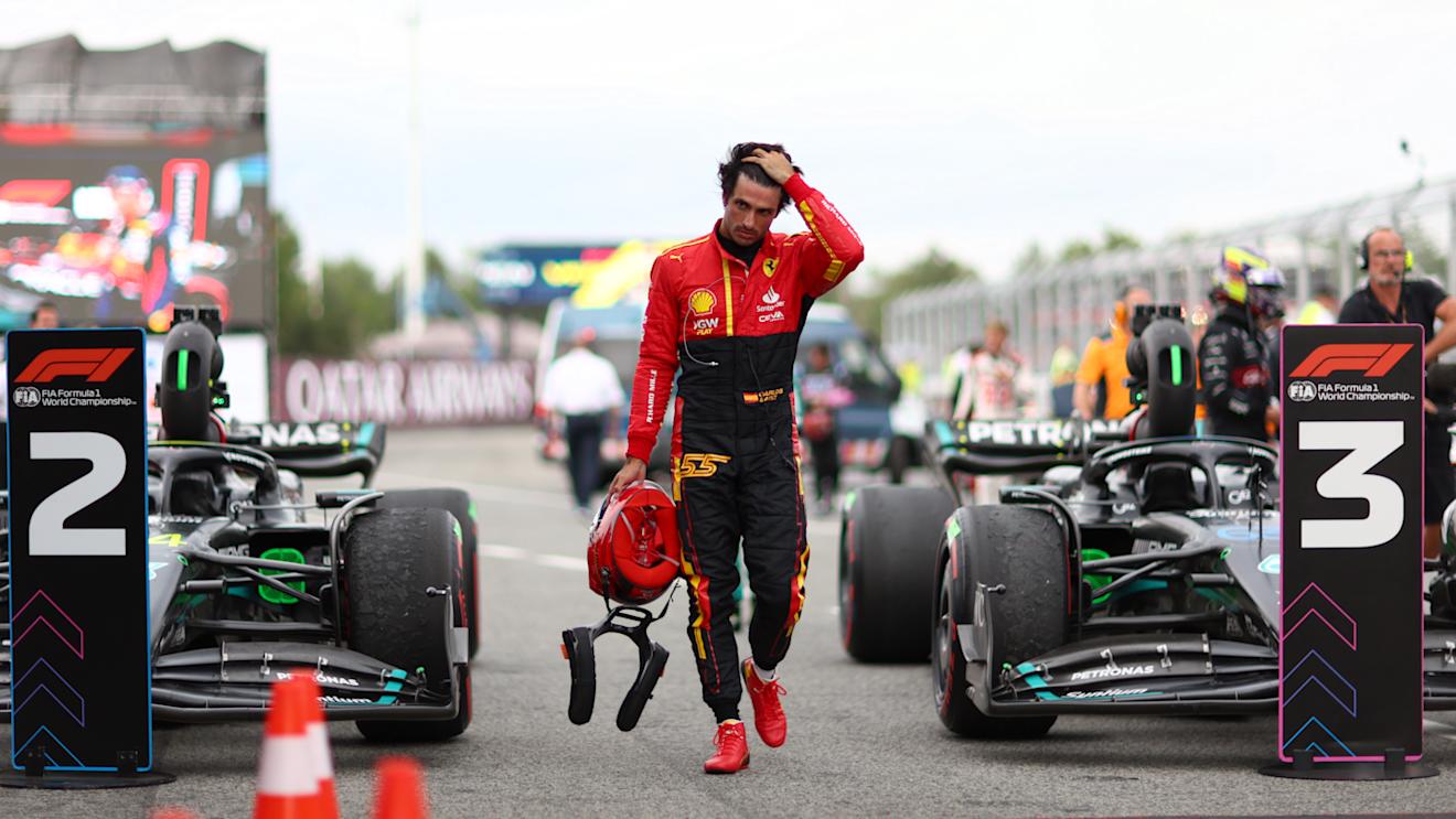 BARCELONA, SPAIN - JUNE 04: fifth placed Carlos Sainz of Spain and Ferrari walks in parc ferme during the F1 Grand Prix of Spain at Circuit de Barcelona-Catalunya on June 04, 2023 in Barcelona, Spain. (Photo by Dan Istitene - Formula 1/Formula 1 via Getty Images)