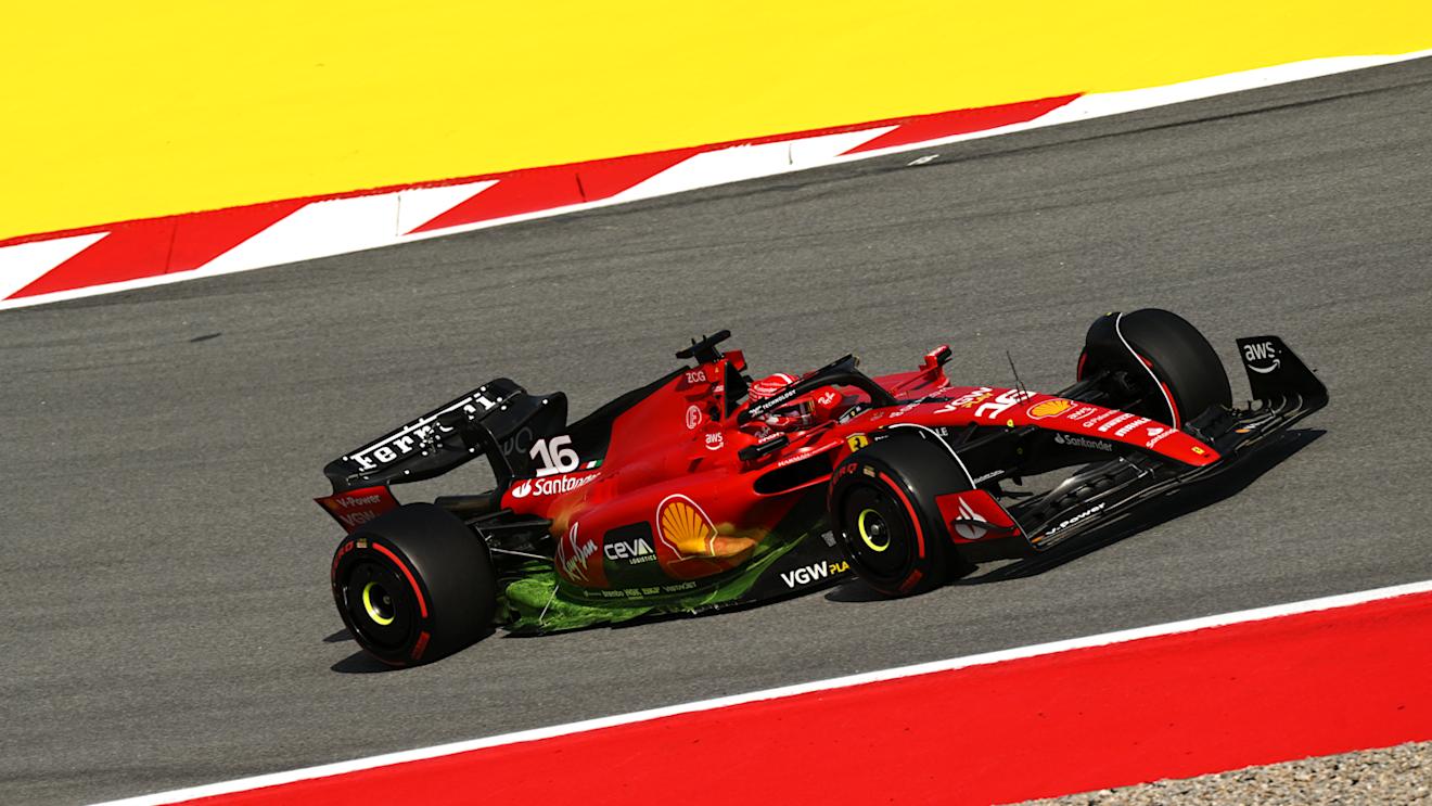 BARCELONA, SPAIN - JUNE 02: Charles Leclerc of Monaco driving the (16) Ferrari SF-23 on track during practice ahead of the F1 Grand Prix of Spain at Circuit de Barcelona-Catalunya on June 02, 2023 in Barcelona, Spain. (Photo by David Ramos/Getty Images)