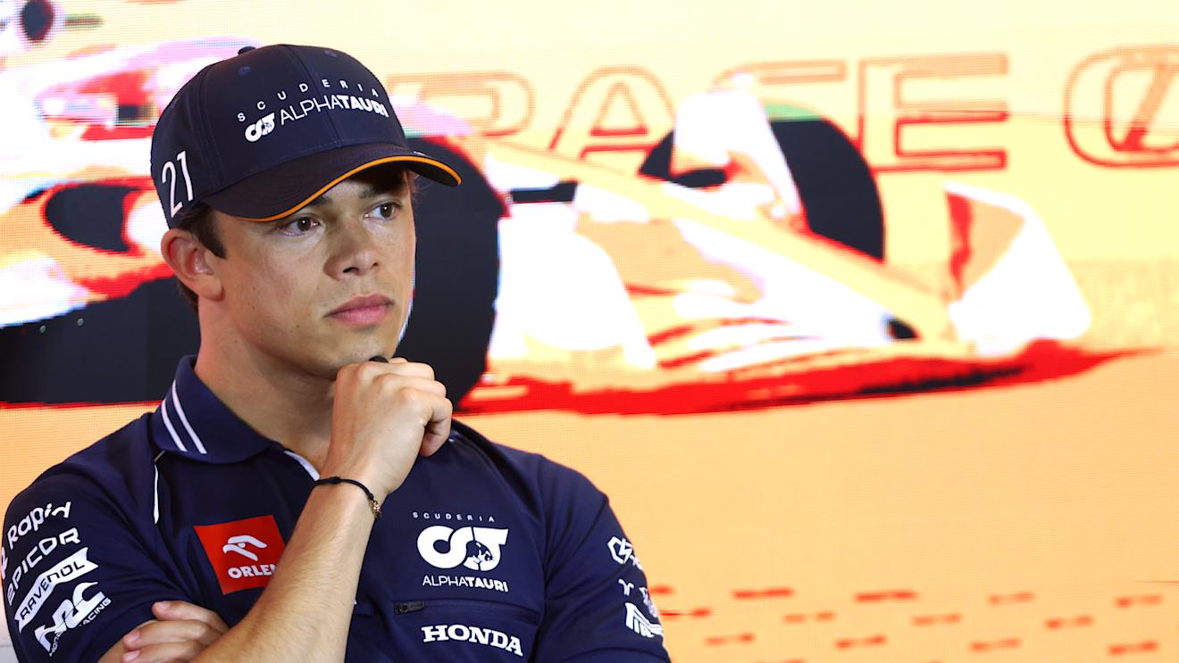 BARCELONA, SPAIN - JUNE 01: Nyck de Vries of Netherlands and Scuderia AlphaTauri attends the Drivers Press Conference during previews ahead of the F1 Grand Prix of Spain at Circuit de Barcelona-Catalunya on June 01, 2023 in Barcelona, Spain. (Photo by Dan Istitene/Getty Images)