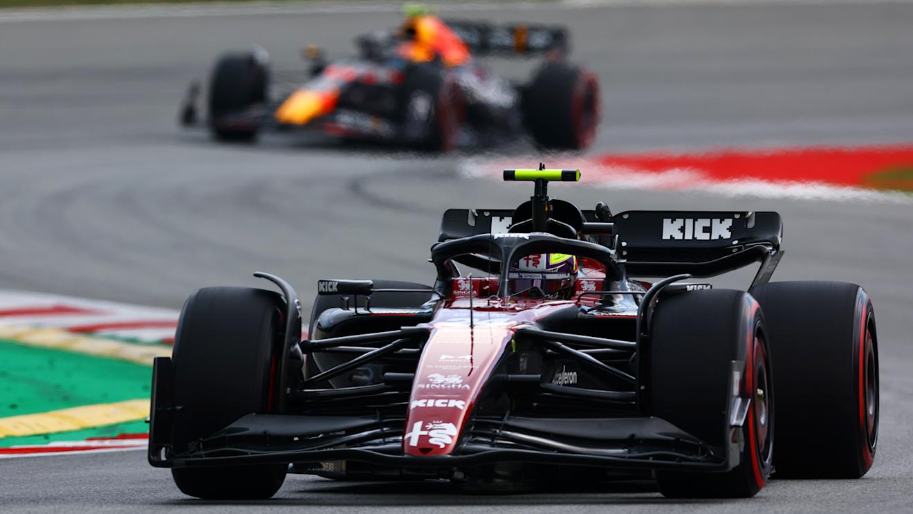 BARCELONA, SPAIN - JUNE 03: Zhou Guanyu of China driving the (24) Alfa Romeo F1 C43 Ferrari on track during final practice ahead of the F1 Grand Prix of Spain at Circuit de Barcelona-Catalunya on June 03, 2023 in Barcelona, Spain. (Photo by Mark Thompson/Getty Images)