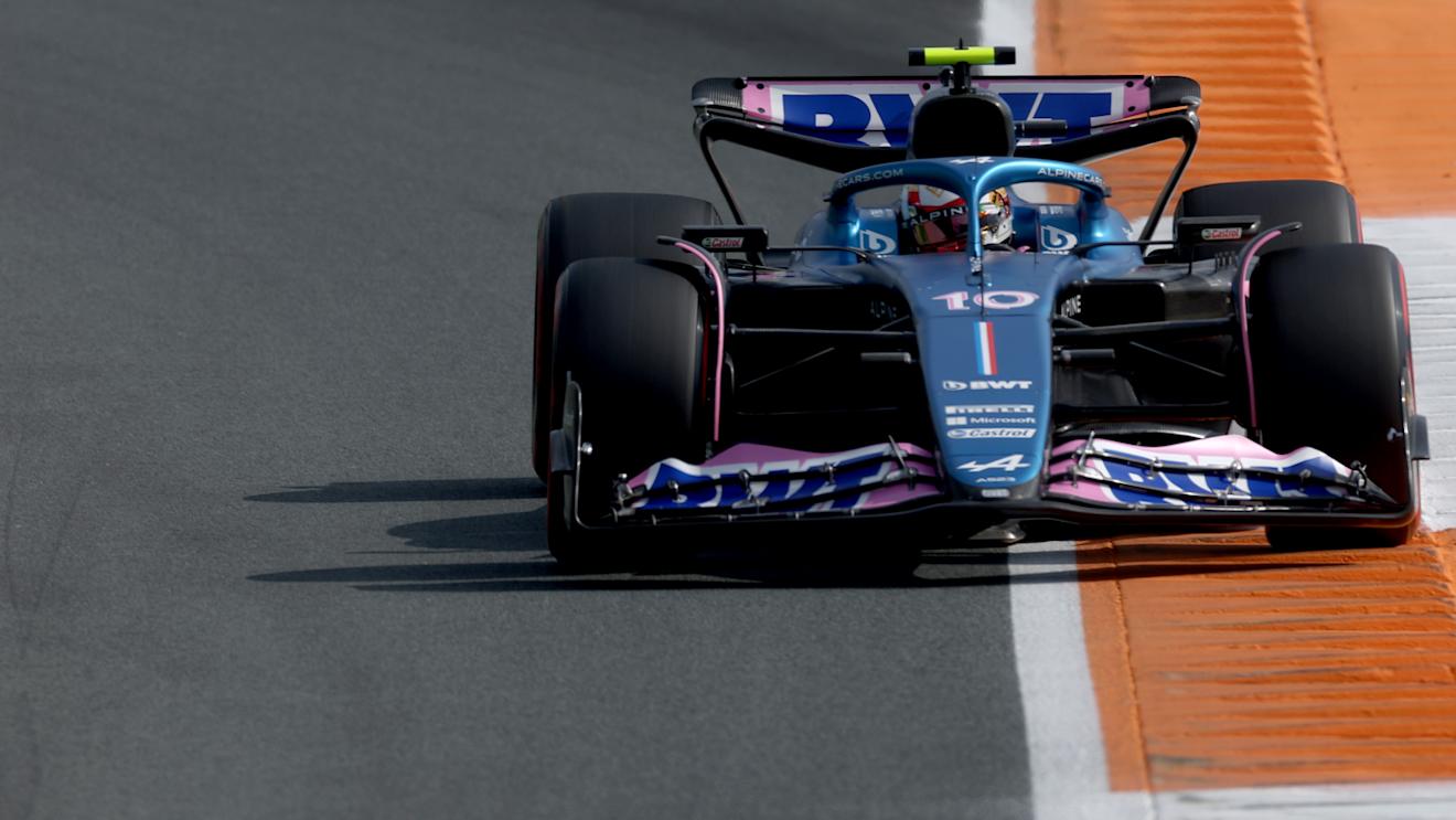 ZANDVOORT, NETHERLANDS - AUGUST 25: Pierre Gasly of France driving the (10) Alpine F1 A523 Renault on track during practice ahead of the F1 Grand Prix of The Netherlands at Circuit Zandvoort on August 25, 2023 in Zandvoort, Netherlands. (Photo by Lars Baron/Getty Images)