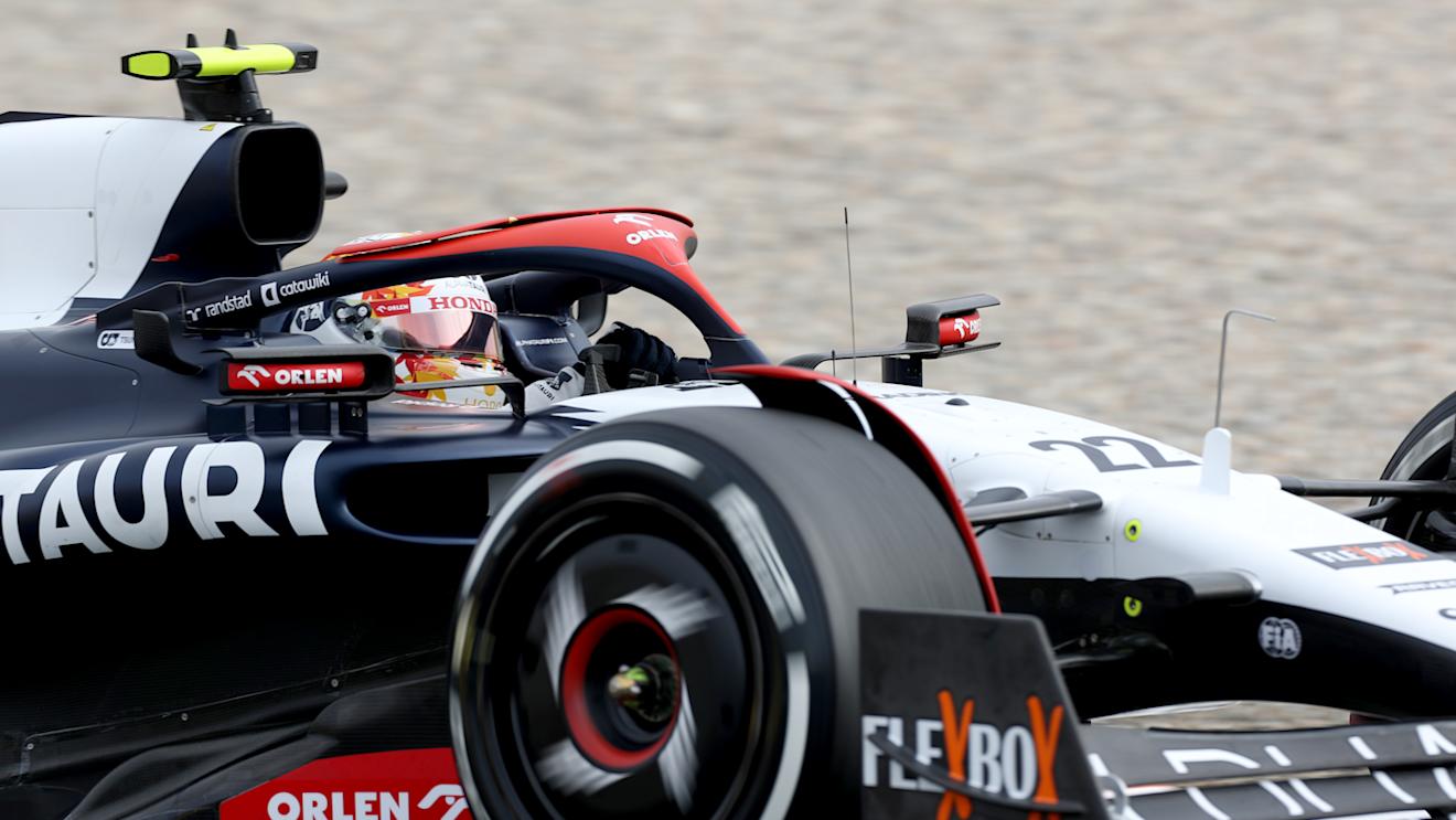 ZANDVOORT, NETHERLANDS - AUGUST 25: Yuki Tsunoda of Japan driving the (22) Scuderia AlphaTauri AT04 on track during practice ahead of the F1 Grand Prix of The Netherlands at Circuit Zandvoort on August 25, 2023 in Zandvoort, Netherlands. (Photo by Peter Fox/Getty Images)