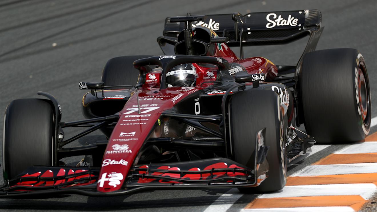 ZANDVOORT, NETHERLANDS - AUGUST 25: Valtteri Bottas of Finland driving the (77) Alfa Romeo F1 C43 Ferrari on track during practice ahead of the F1 Grand Prix of The Netherlands at Circuit Zandvoort on August 25, 2023 in Zandvoort, Netherlands. (Photo by Peter Fox/Getty Images)
