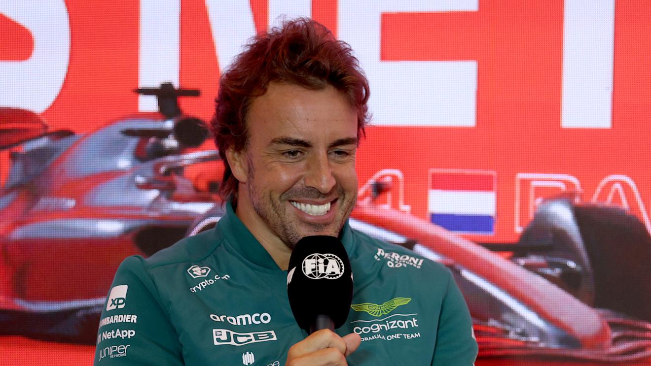 ZANDVOORT, NETHERLANDS - AUGUST 24: Fernando Alonso of Spain and Aston Martin F1 Team attends the Drivers Press Conference during previews ahead of the F1 Grand Prix of The Netherlands at Circuit Zandvoort on August 24, 2023 in Zandvoort, Netherlands. (Photo by Dean Mouhtaropoulos/Getty Images)