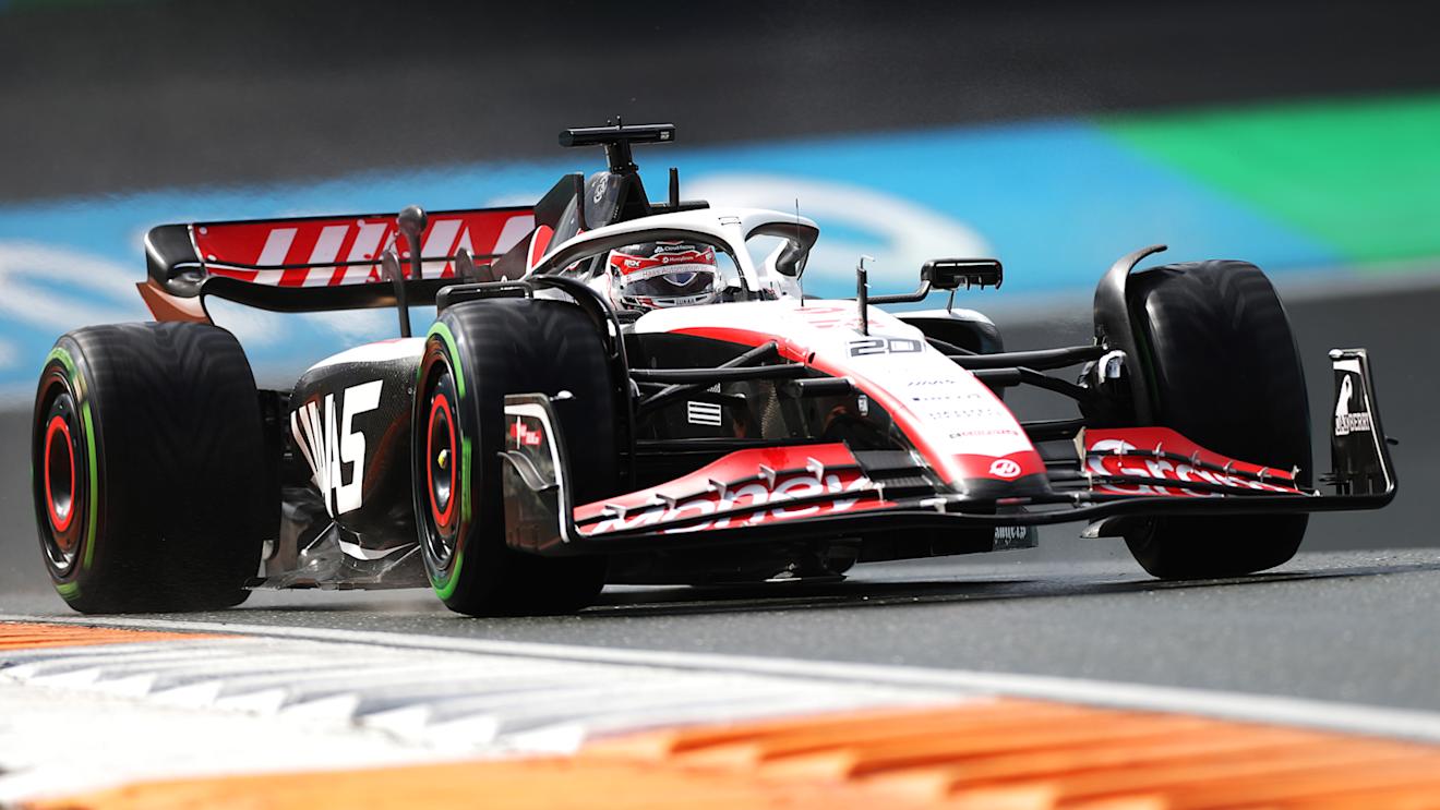 ZANDVOORT, NETHERLANDS - AUGUST 26: Kevin Magnussen of Denmark driving the (20) Haas F1 VF-23 Ferrari on track during qualifying ahead of the F1 Grand Prix of The Netherlands at Circuit Zandvoort on August 26, 2023 in Zandvoort, Netherlands. (Photo by Peter Fox/Getty Images)