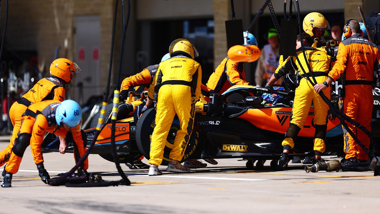 AUSTIN, TEXAS - OCTOBER 22: Oscar Piastri of Australia and McLaren retires from the race during the F1 Grand Prix of United States at Circuit of The Americas on October 22, 2023 in Austin, Texas. (Photo by Dan Istitene - Formula 1/Formula 1 via Getty Images)