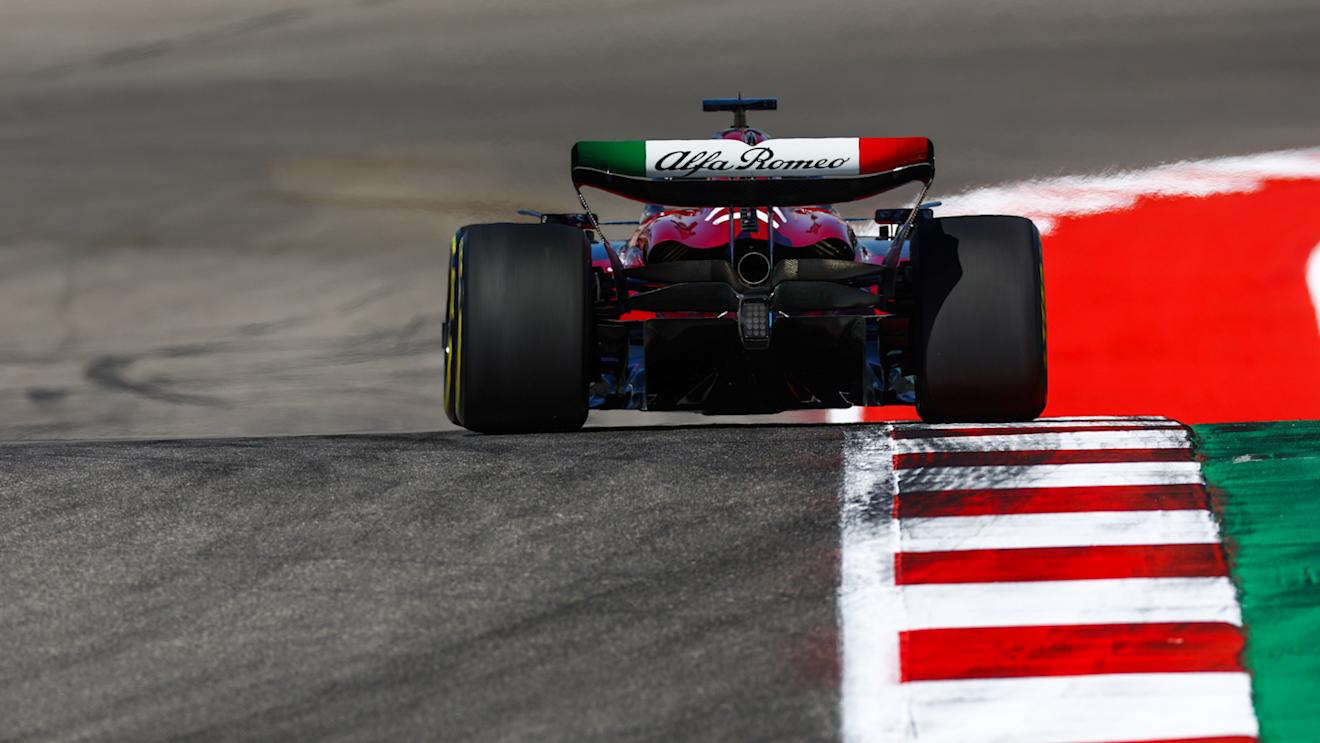 AUSTIN, TEXAS - OCTOBER 20: Valtteri Bottas of Finland driving the (77) Alfa Romeo F1 C43 Ferrari on track during practice ahead of the F1 Grand Prix of United States at Circuit of The Americas on October 20, 2023 in Austin, Texas. (Photo by Mark Thompson/Getty Images)