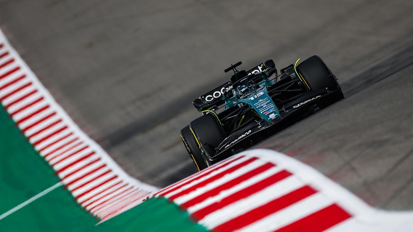 AUSTIN, TEXAS - OCTOBER 21: Lance Stroll of Canada driving the (18) Aston Martin AMR23 Mercedes on track during the Sprint Shootout ahead of the F1 Grand Prix of United States at Circuit of The Americas on October 21, 2023 in Austin, Texas. (Photo by Jared C. Tilton - Formula 1/Formula 1 via Getty Images)