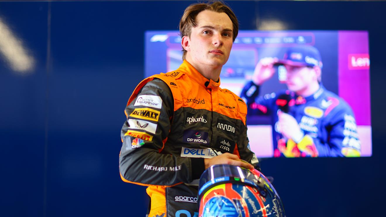 AUSTIN, TEXAS - OCTOBER 21: 5th placed qualifier Oscar Piastri of Australia and McLaren reacts in parc ferme during the Sprint Shootout ahead of the F1 Grand Prix of United States at Circuit of The Americas on October 21, 2023 in Austin, Texas. (Photo by Dan Istitene - Formula 1/Formula 1 via Getty Images)