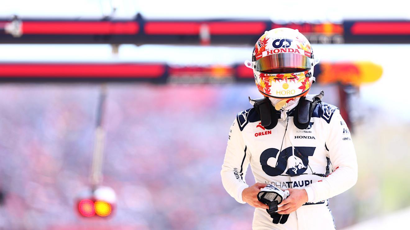 AUSTIN, TEXAS - OCTOBER 21: 19th placed qualifier Yuki Tsunoda of Japan and Scuderia AlphaTauri reacts after the Sprint Shootout ahead of the F1 Grand Prix of United States at Circuit of The Americas on October 21, 2023 in Austin, Texas. (Photo by Dan Istitene - Formula 1/Formula 1 via Getty Images)