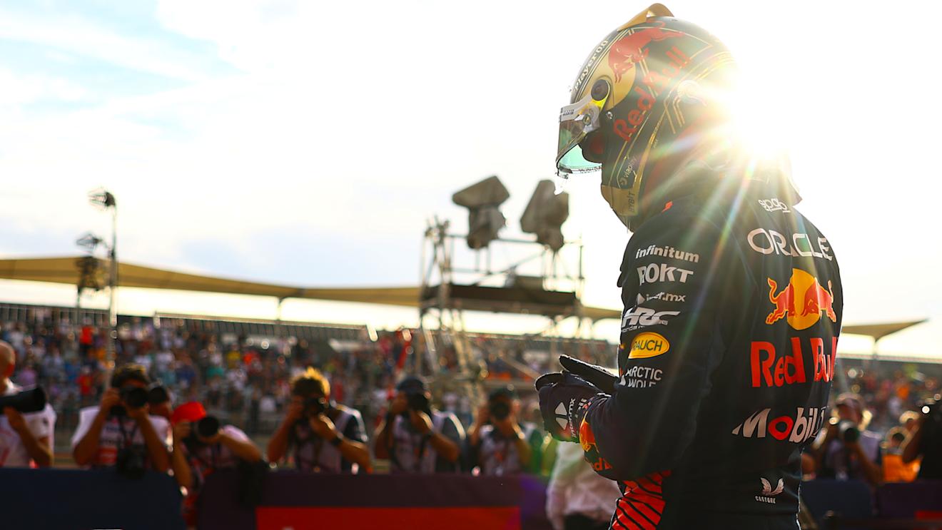 AUSTIN, TEXAS - OCTOBER 21: Sprint winner Max Verstappen of the Netherlands and Oracle Red Bull Racing celebrates in parc ferme during the Sprint ahead of the F1 Grand Prix of United States at Circuit of The Americas on October 21, 2023 in Austin, Texas. (Photo by Mark Thompson/Getty Images)