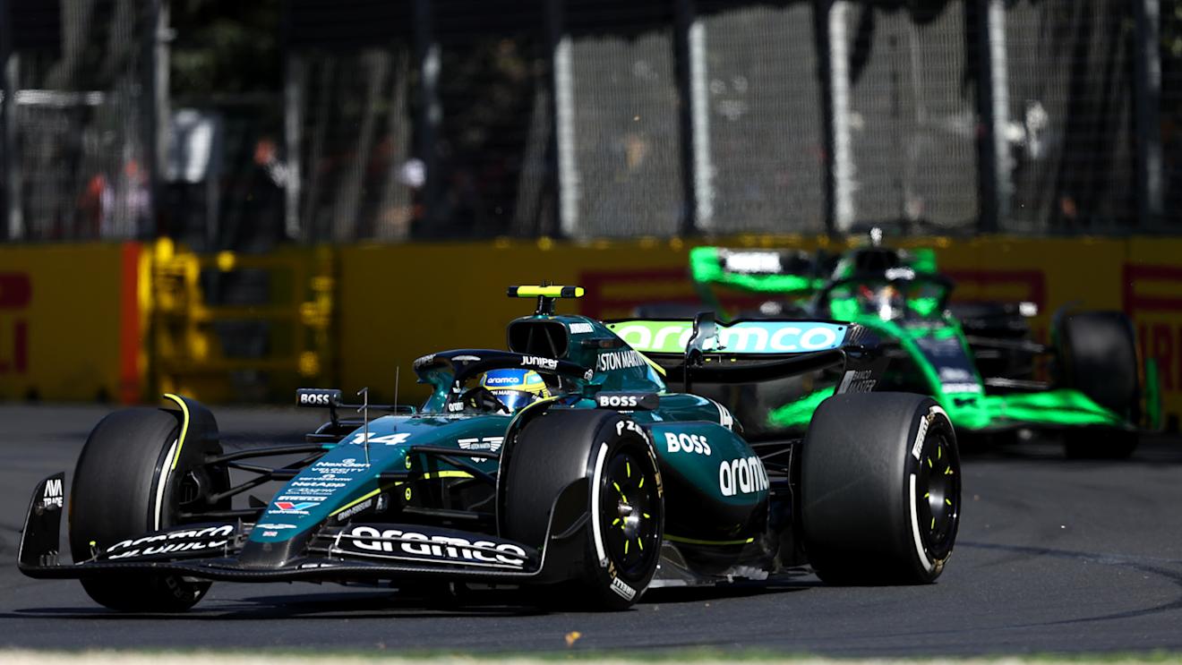 MELBOURNE, AUSTRALIA - MARCH 24: Fernando Alonso of Spain driving the (14) Aston Martin AMR24 Mercedes on track during the F1 Grand Prix of Australia at Albert Park Circuit on March 24, 2024 in Melbourne, Australia. (Photo by Robert Cianflone/Getty Images)