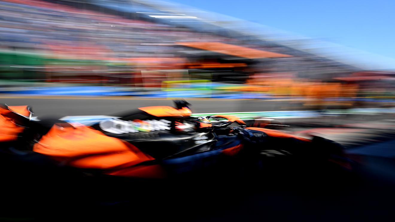 MELBOURNE, AUSTRALIA - MARCH 22: Oscar Piastri of Australia driving the (81) McLaren MCL38 Mercedes in the Pitlane during practice ahead of the F1 Grand Prix of Australia at Albert Park Circuit on March 22, 2024 in Melbourne, Australia. (Photo by Clive Mason - Formula 1/Formula 1 via Getty Images)