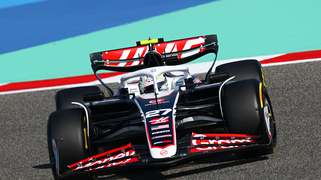 BAHRAIN, BAHRAIN - FEBRUARY 29: Nico Hulkenberg of Germany driving the (27) Haas F1 VF-24 Ferrari on track during practice ahead of the F1 Grand Prix of Bahrain at Bahrain International Circuit on February 29, 2024 in Bahrain, Bahrain. (Photo by Clive Mason/Getty Images)