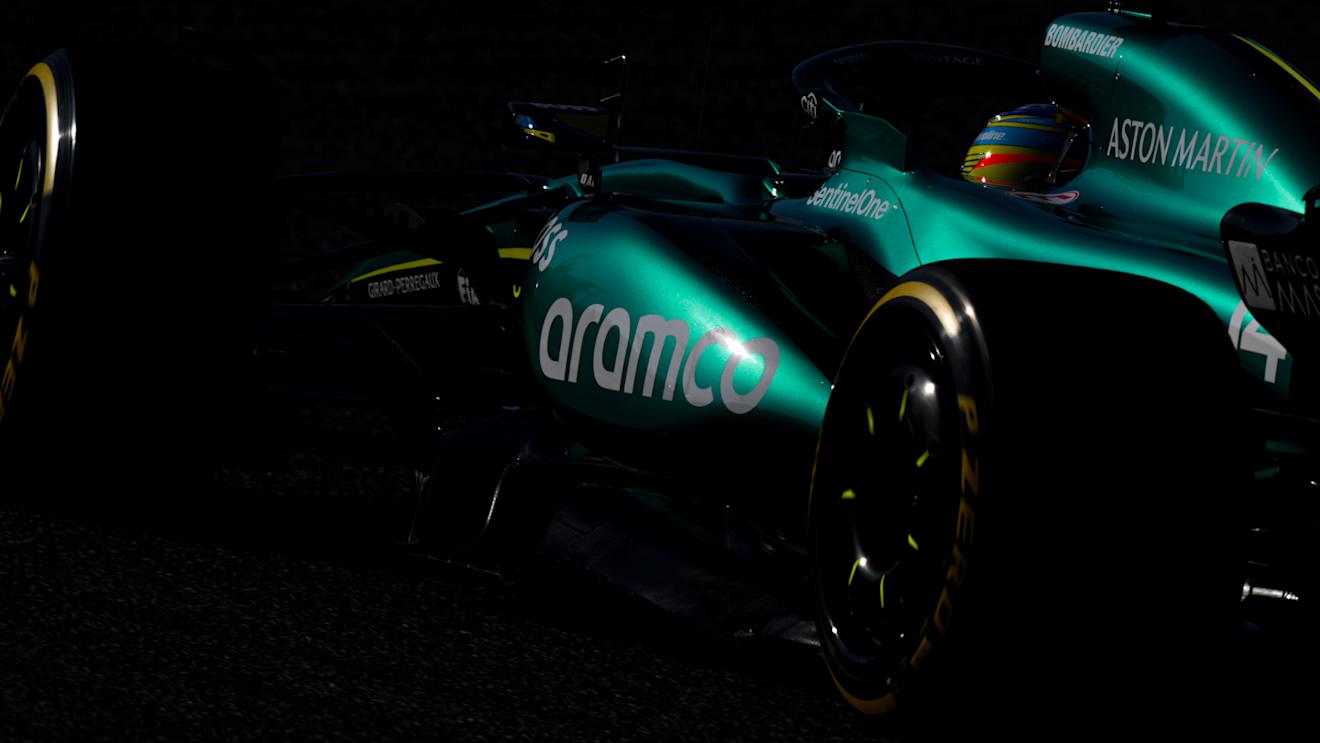 BAHRAIN, BAHRAIN - FEBRUARY 29: Fernando Alonso of Spain driving the (14) Aston Martin AMR24 Mercedes on track during practice ahead of the F1 Grand Prix of Bahrain at Bahrain International Circuit on February 29, 2024 in Bahrain, Bahrain. (Photo by Clive Mason/Getty Images)