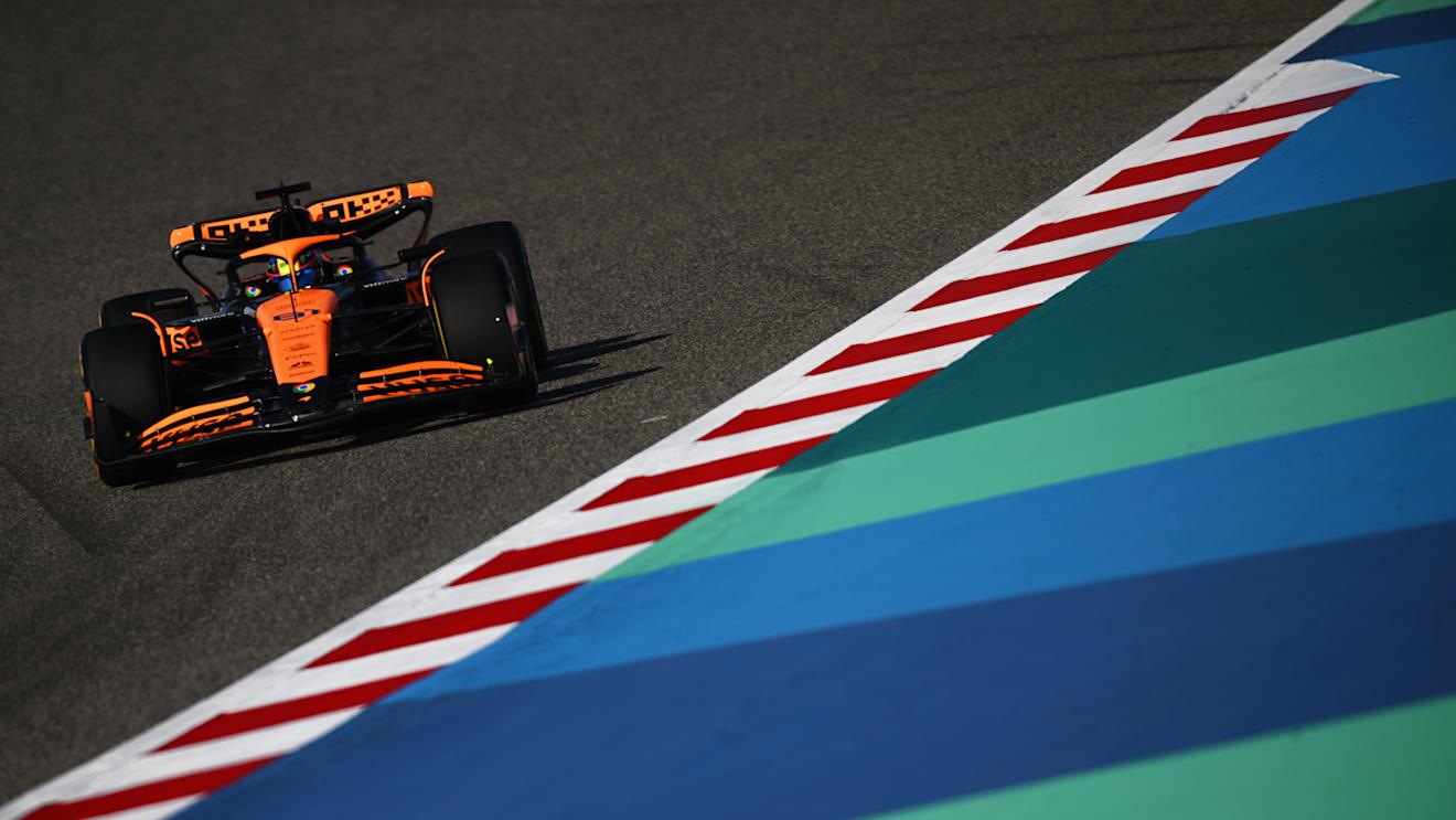 BAHRAIN, BAHRAIN - FEBRUARY 29: Oscar Piastri of Australia driving the (81) McLaren MCL38 Mercedes on track during practice ahead of the F1 Grand Prix of Bahrain at Bahrain International Circuit on February 29, 2024 in Bahrain, Bahrain. (Photo by Clive Mason/Getty Images)