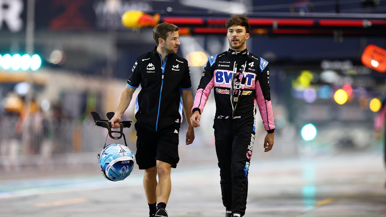 BAHRAIN, BAHRAIN - MARCH 01: 20th placed qualifier Pierre Gasly of France and Alpine F1 walks in the Pitlane during qualifying ahead of the F1 Grand Prix of Bahrain at Bahrain International Circuit on March 01, 2024 in Bahrain, Bahrain. (Photo by Bryn Lennon - Formula 1/Formula 1 via Getty Images)