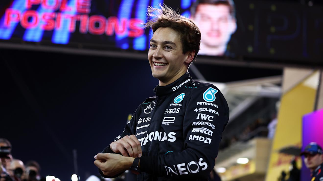 BAHRAIN, BAHRAIN - MARCH 01: Third placed qualifier George Russell of Great Britain and Mercedes reacts in parc ferme during qualifying ahead of the F1 Grand Prix of Bahrain at Bahrain International Circuit on March 01, 2024 in Bahrain, Bahrain. (Photo by Bryn Lennon - Formula 1/Formula 1 via Getty Images)