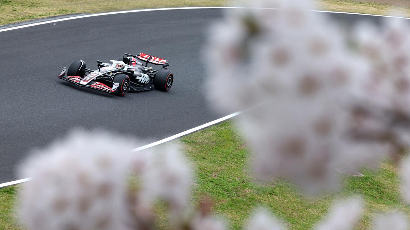 SUZUKA, JAPAN - APRIL 05: Kevin Magnussen of Denmark driving the (20) Haas F1 VF-24 Ferrari on track during practice ahead of the F1 Grand Prix of Japan at Suzuka International Racing Course on April 05, 2024 in Suzuka, Japan. (Photo by Clive Rose - Formula 1/Formula 1 via Getty Images)