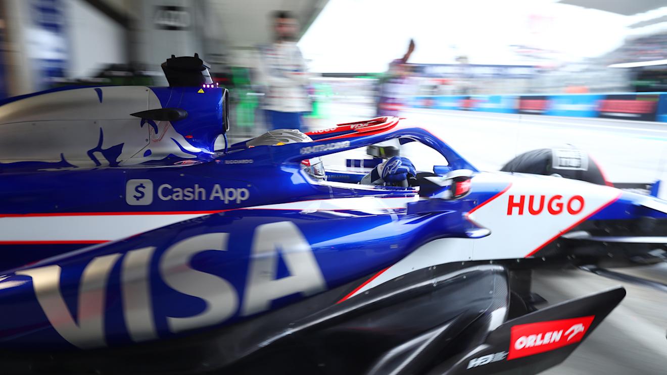 SUZUKA, JAPAN - APRIL 05: Daniel Ricciardo of Australia driving the (3) Visa Cash App RB VCARB 01 leaves the garage during practice ahead of the F1 Grand Prix of Japan at Suzuka International Racing Course on April 05, 2024 in Suzuka, Japan. (Photo by Peter Fox/Getty Images)