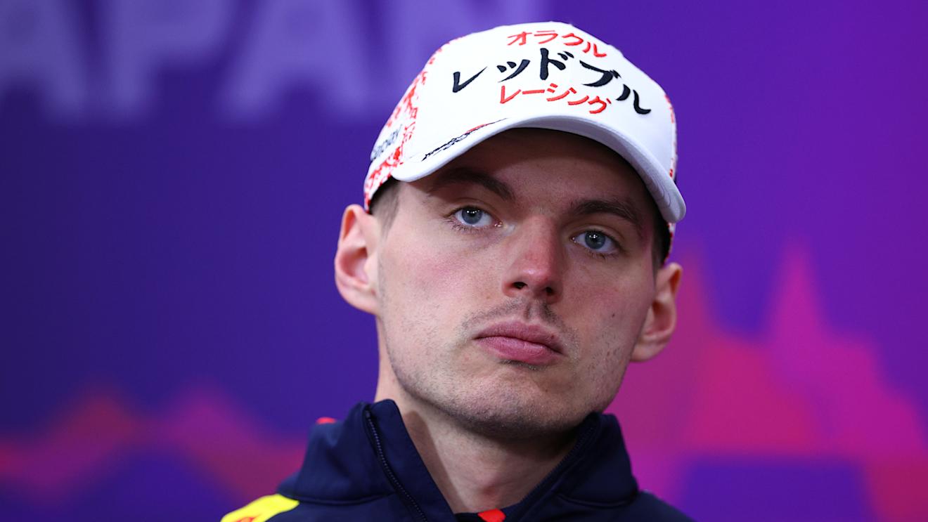 SUZUKA, JAPAN - APRIL 04: Max Verstappen of the Netherlands and Oracle Red Bull Racing attends the Drivers Press Conference during previews ahead of the F1 Grand Prix of Japan at Suzuka International Racing Course on April 04, 2024 in Suzuka, Japan. (Photo by Clive Rose/Getty Images)