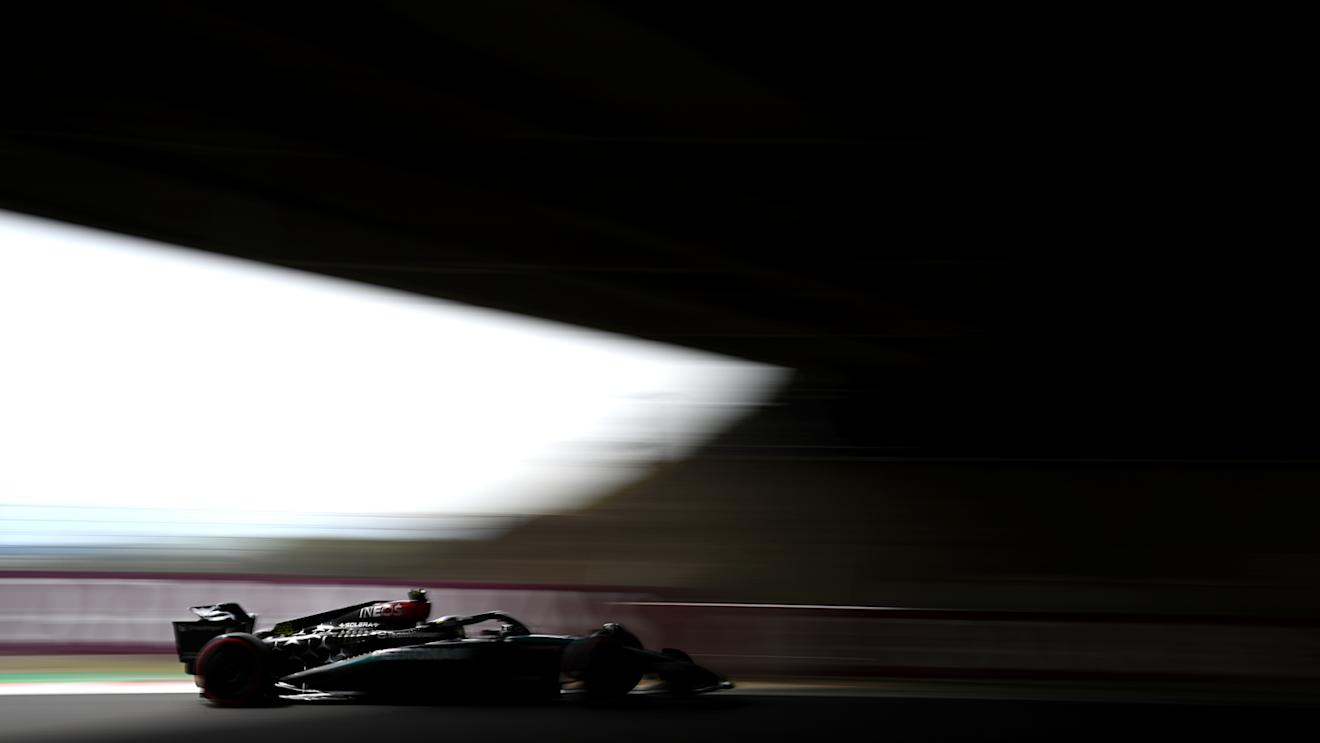 SUZUKA, JAPAN - APRIL 06: Lewis Hamilton of Great Britain driving the (44) Mercedes AMG Petronas F1 Team W15 on track during final practice ahead of the F1 Grand Prix of Japan at Suzuka International Racing Course on April 06, 2024 in Suzuka, Japan. (Photo by Clive Mason/Getty Images)