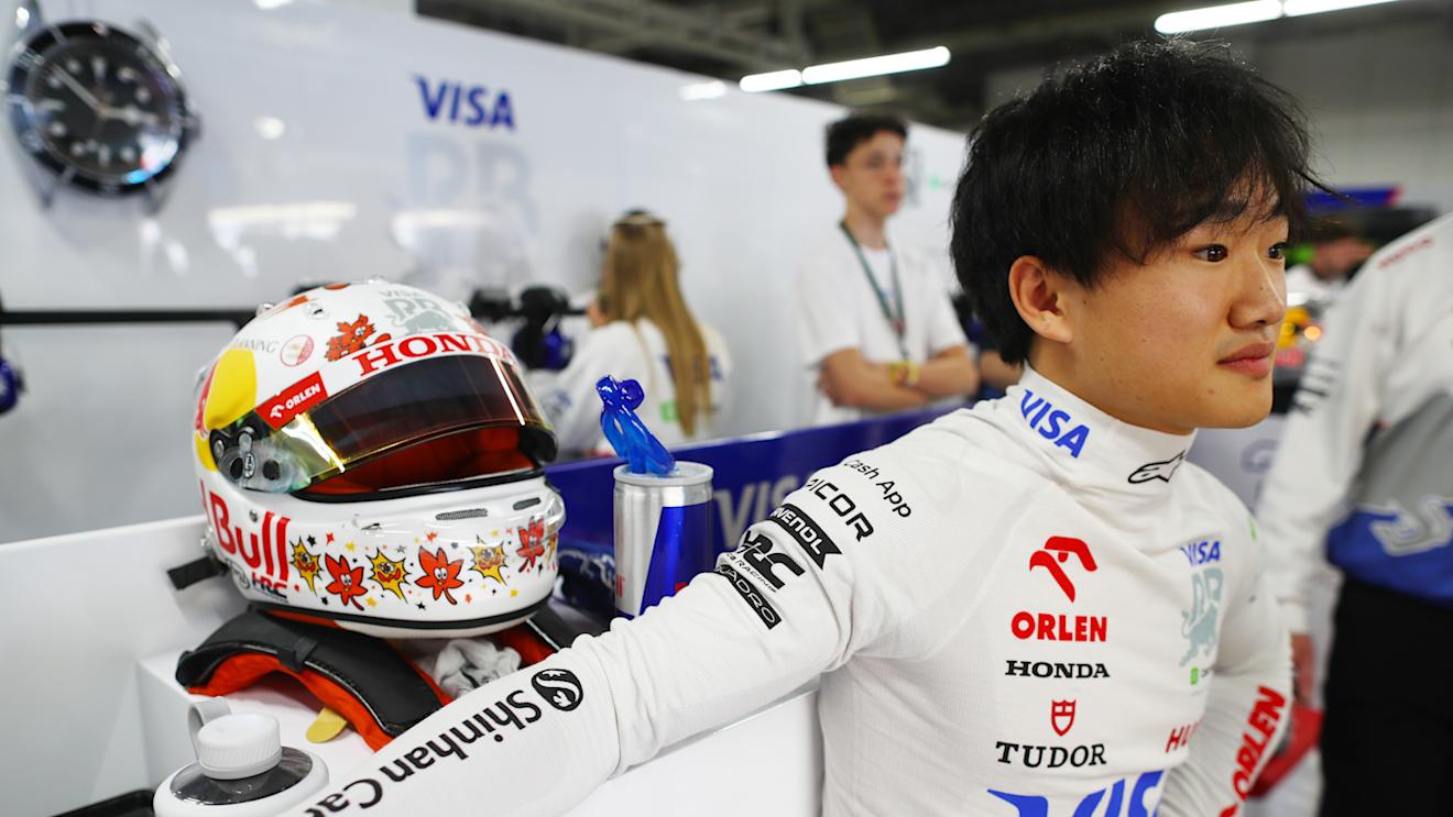 SUZUKA, JAPAN - APRIL 06: Yuki Tsunoda of Japan and Visa Cash App RB looks on in the garage during qualifying ahead of the F1 Grand Prix of Japan at Suzuka International Racing Course on April 06, 2024 in Suzuka, Japan. (Photo by Peter Fox/Getty Images)