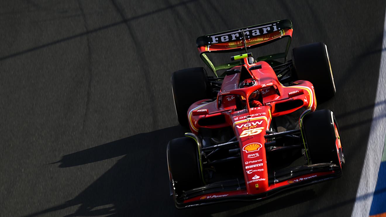JEDDAH, SAUDI ARABIA - MARCH 07: Carlos Sainz of Spain driving (55) the Ferrari SF-24 on track during practice ahead of the F1 Grand Prix of Saudi Arabia at Jeddah Corniche Circuit on March 07, 2024 in Jeddah, Saudi Arabia. (Photo by Clive Mason/Getty Images)