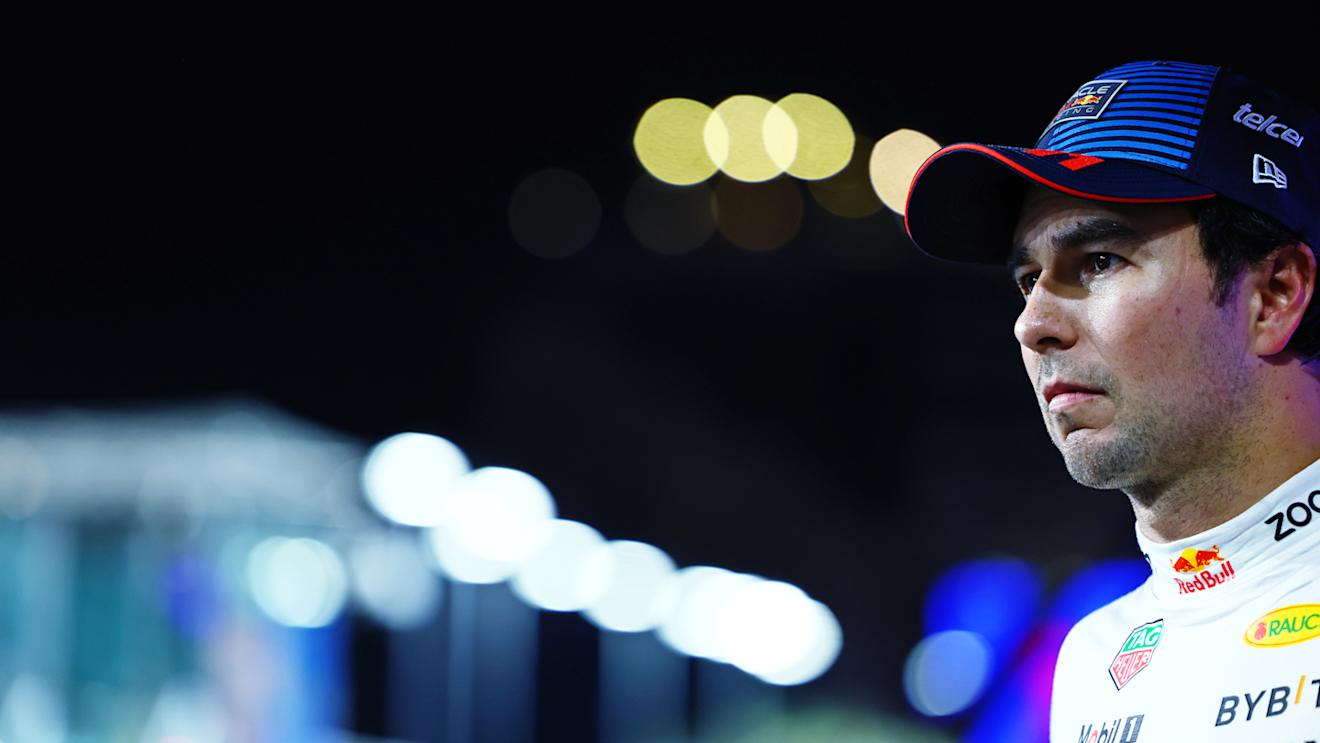 JEDDAH, SAUDI ARABIA - MARCH 08: Third placed qualifier Sergio Perez of Mexico and Oracle Red Bull Racing looks on in parc ferme during qualifying ahead of the F1 Grand Prix of Saudi Arabia at Jeddah Corniche Circuit on March 08, 2024 in Jeddah, Saudi Arabia. (Photo by Mark Thompson/Getty Images)