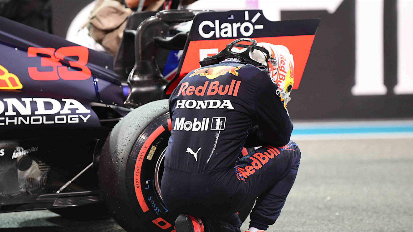 Verstappen took a moment for himself after winning the 2021 world title in his Red Bull-Honda