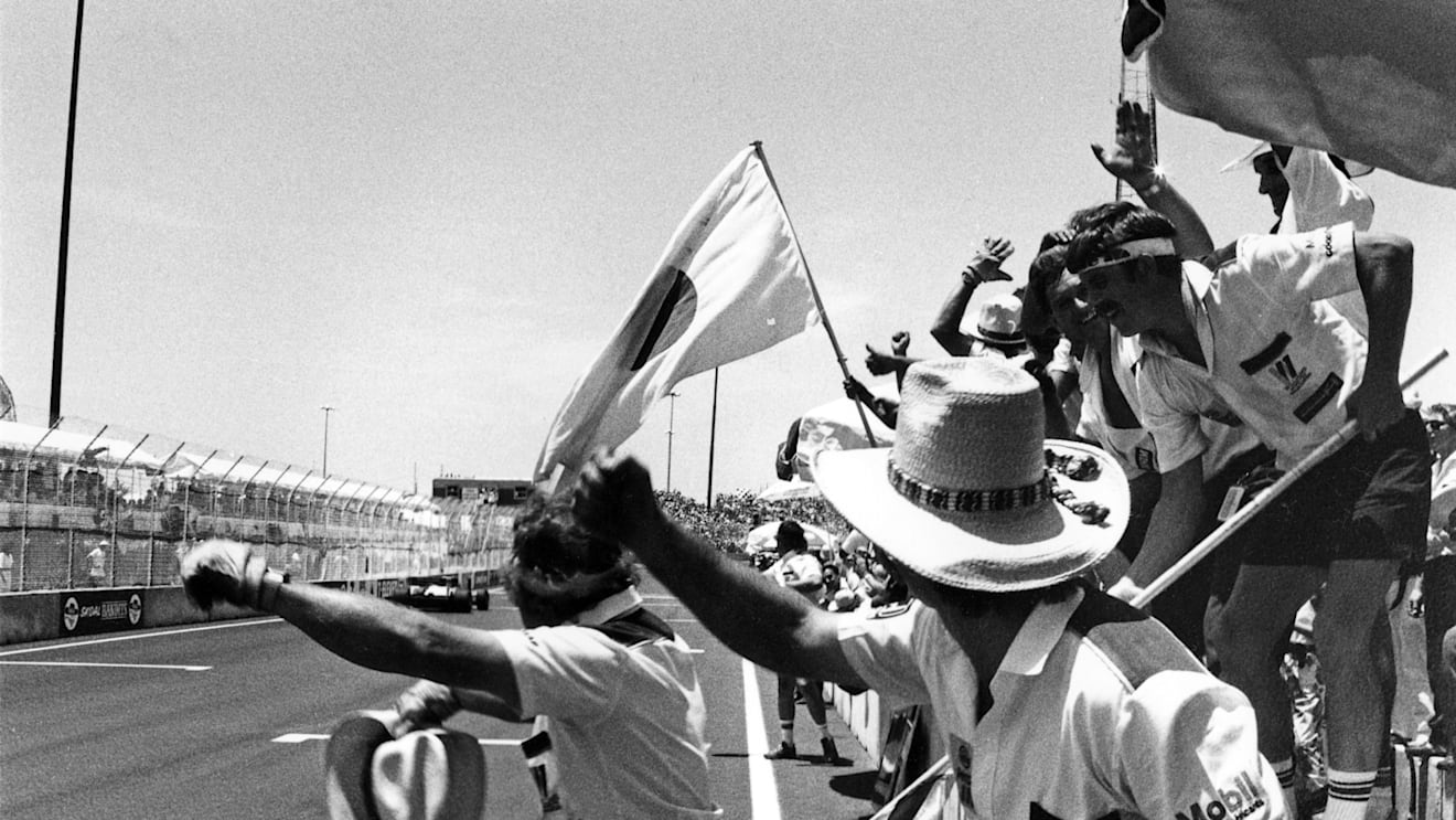 A Japanese flag was waved when Keke Rosberg won at Dallas in 1984 aboard his Honda-powered Williams