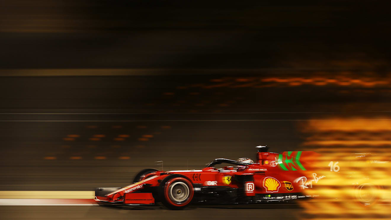 BAHRAIN, BAHRAIN - MARCH 27: Charles Leclerc of Monaco driving the (16) Scuderia Ferrari SF21 on track during qualifying ahead of the F1 Grand Prix of Bahrain at Bahrain International Circuit on March 27, 2021 in Bahrain, Bahrain. (Photo by Bryn Lennon/Getty Images)