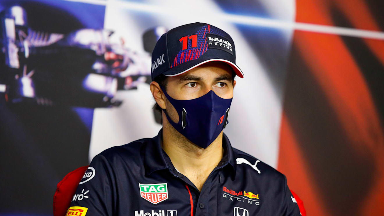 PEREZ Sergio (mex), Red Bull Racing Honda RB16B, portrait, press conference during the Formula 1 Emirates Grand Prix de France 2021, 7th round of the 2021 FIA Formula One World Championship from June 18 to 20, 2021 on the Circuit Paul Ricard, in Le Castellet, France - Photo Antonin Vincent / DPPI