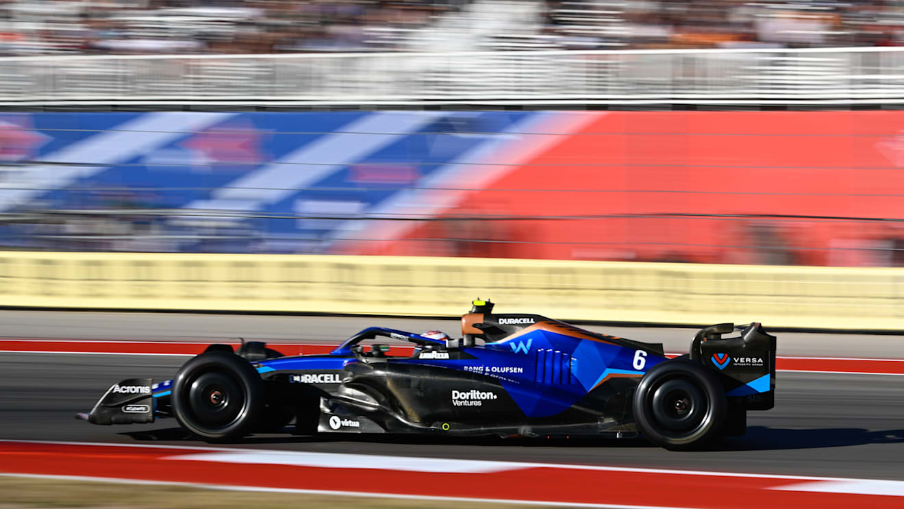 AUSTIN, TX - OCTOBER 21: Williams driver Nicholas Latifi of Team Canada enters turn 19 during F1 US Grand Prix prep day at Circuit of the Americas on October 21, 2022 in Austin, TX. (Photo by Ken Murray/Icon Sportswire via Getty Images)