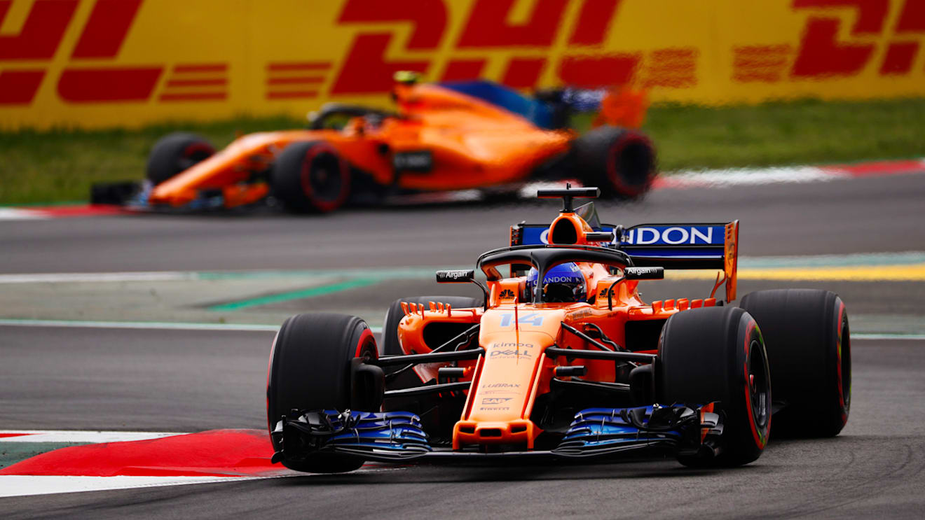 Fernando Alonso, McLaren MCL33 Renault, leads Stoffel Vandoorne, McLaren during the Spanish GP at Circuit de Barcelona-Catalunya on May 12, 2018 in Circuit de Barcelona-Catalunya, Spain. (Photo by Sam Bloxham / LAT Images) © Motorsport Images