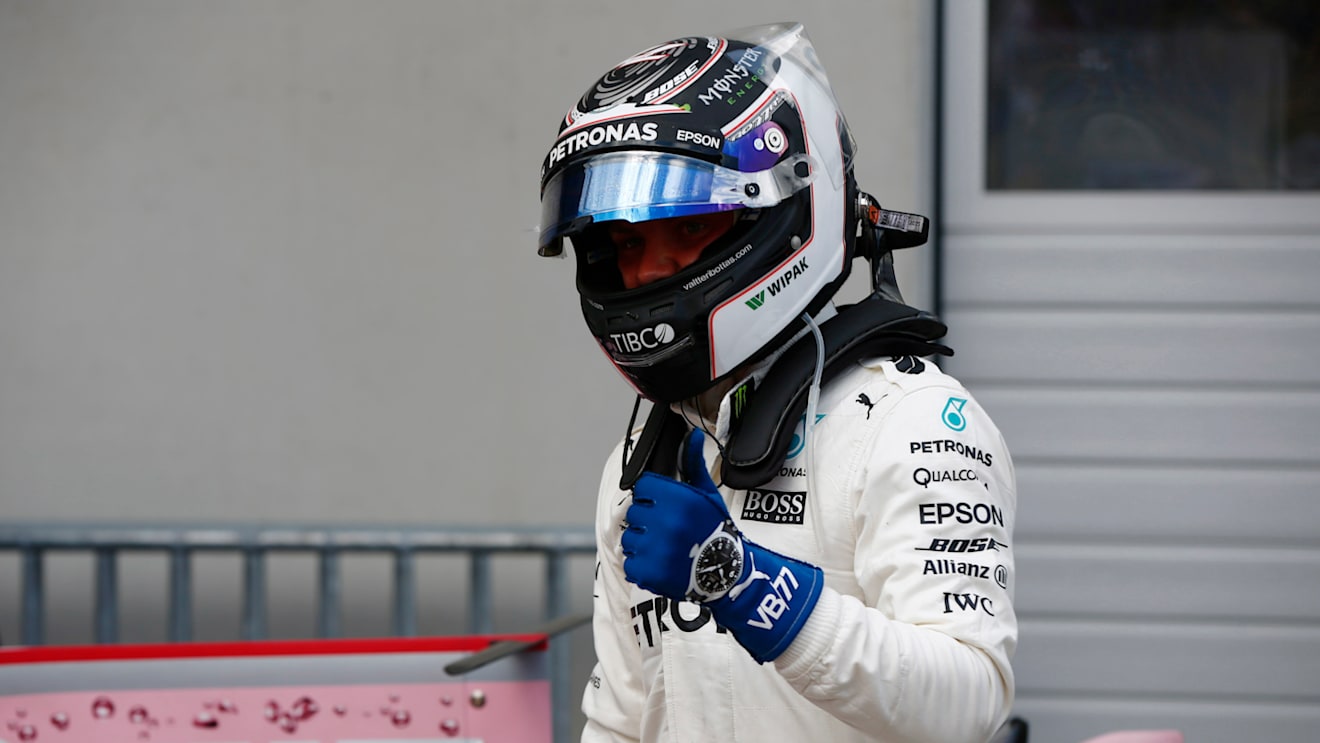 Pole sitter Valtteri Bottas (FIN) Mercedes AMG F1 celebrates in parc ferme at Formula One World Championship, Rd9, Austrian Grand Prix, Qualifying, Spielberg, Austria, Saturday 8 July 2017. © Sutton Images