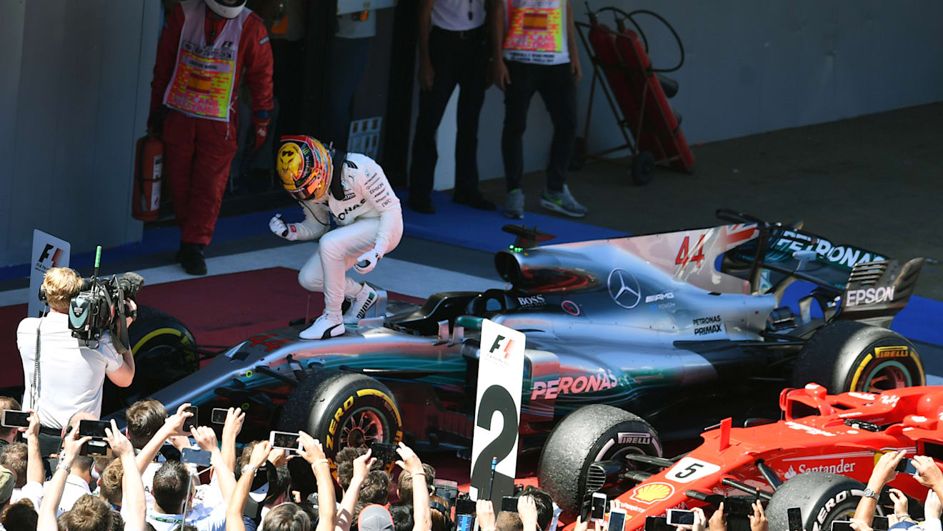 www.sutton-images.com Race winner Lewis Hamilton (GBR) Mercedes-Benz F1 W08 Hybrid celebrates in parc ferme at Formula One World Championship, Rd5, Spanish Grand Prix, Race, Barcelona, Spain, Sunday 14 May 2017. © Sutton Images + 44 1327 352188