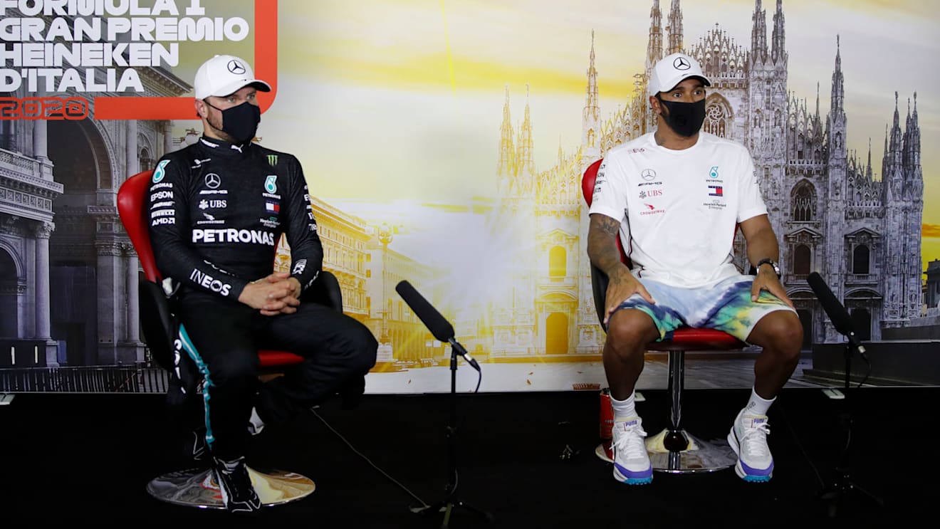 HAMILTON Lewis (gbr), Mercedes AMG F1 GP W11 Hybrid EQ Power+, portrait on pole position during the press conference with BOTTAS Valtteri (fin) during the Formula 1 Gran Premio Heineken D’italia 2020, 2020 Italian Grand Prix, from September 4 to 6, 2020 on the Autodromo Nazionale di Monza, in Monza, near Milano, Italy - Photo Florent Gooden / DPPI  