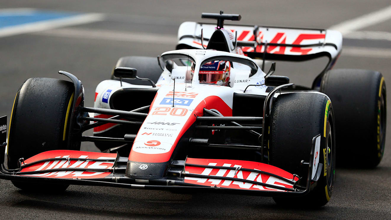 Haas F1 Team's Danish driver Kevin Magnussen drives in the pit lane during the Formula One Mexico Grand Prix at the Hermanos Rodriguez racetrack in Mexico City on October 30, 2022. (Photo by CARLOS PEREZ GALLARDO / POOL / AFP) (Photo by CARLOS PEREZ GALLARDO/POOL/AFP via Getty Images)