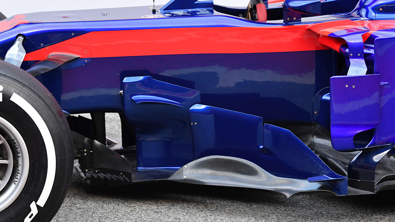 Scuderia Toro Rosso STR13 barge board detail at Formula One Testing, Day One, Barcelona, Spain, 26 February 2018. © Sutton Images