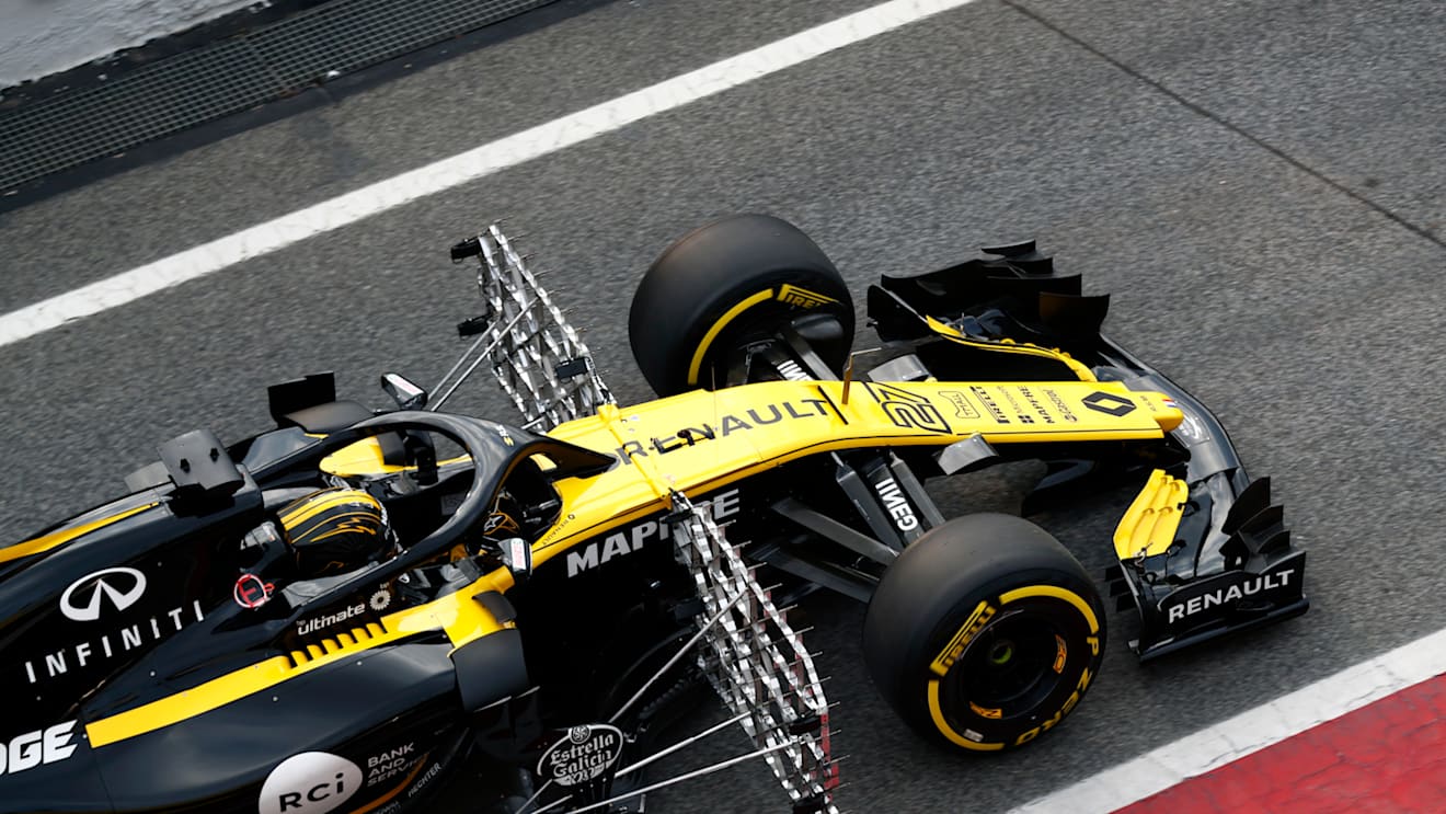Nico Hulkenberg (GER) Renault Sport F1 Team RS18 with aero sensors at Formula One Testing, Day One, Barcelona, Spain, 26 February 2018. © Sutton Images